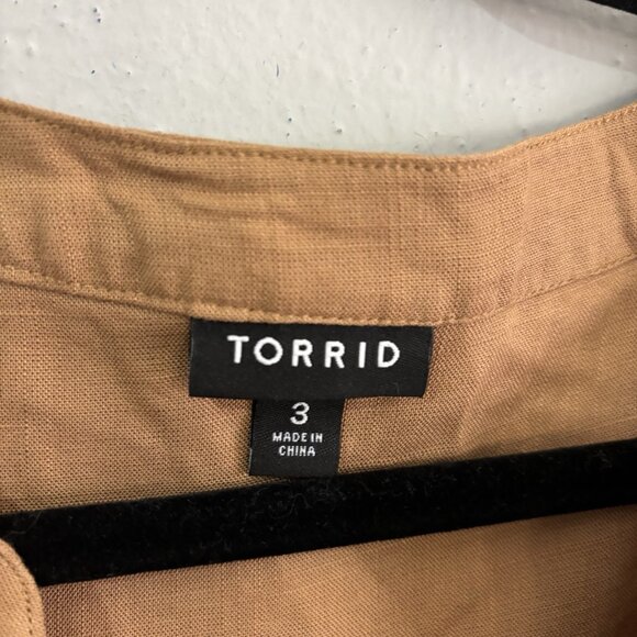 Torrid Harper Linen Pullover Tank Top V Neck Tan Brown Size 3X - Picture 5 of 9